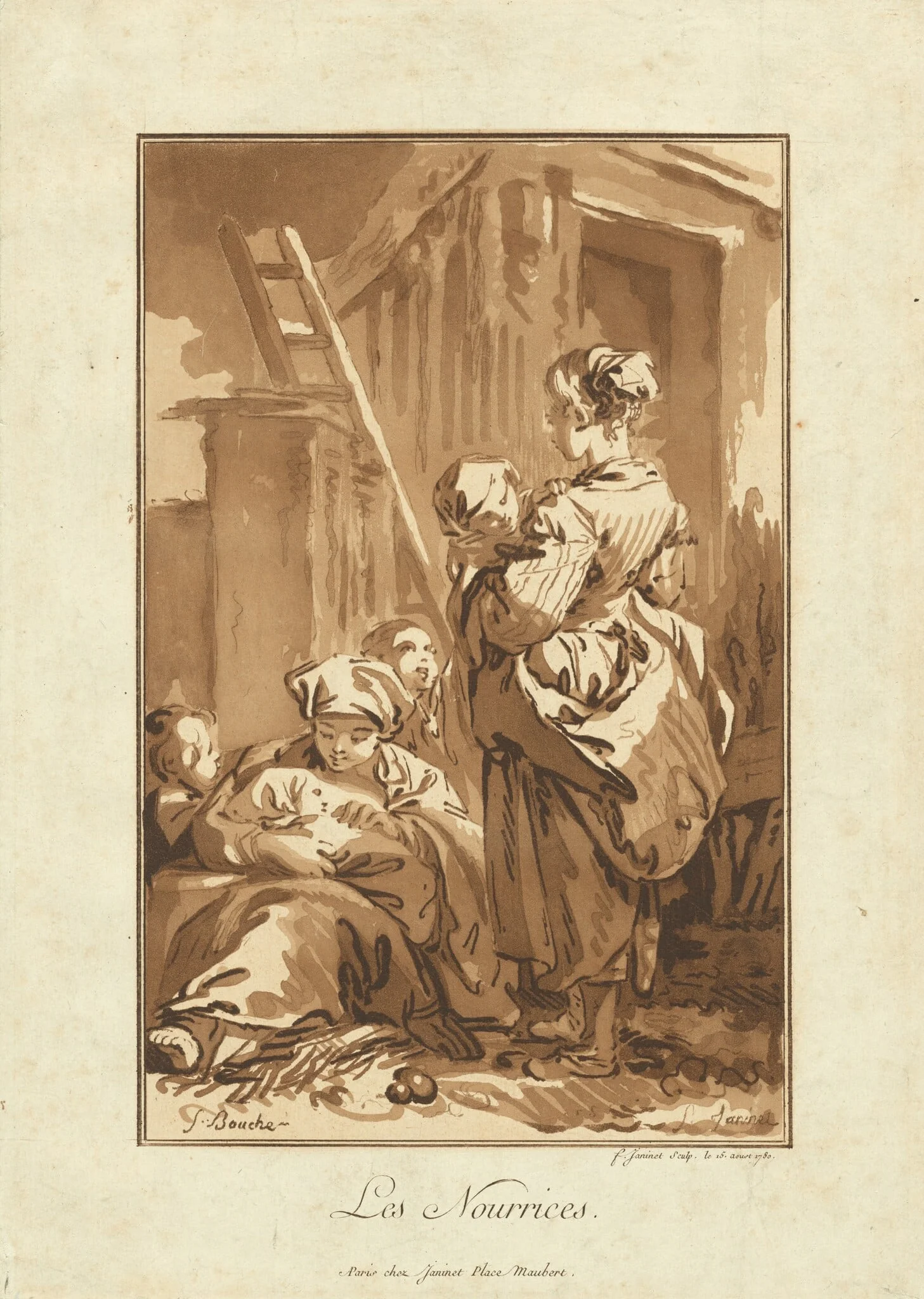 Les Nourrices (The Nurses), by Jean-François Janinet, ink, 1780