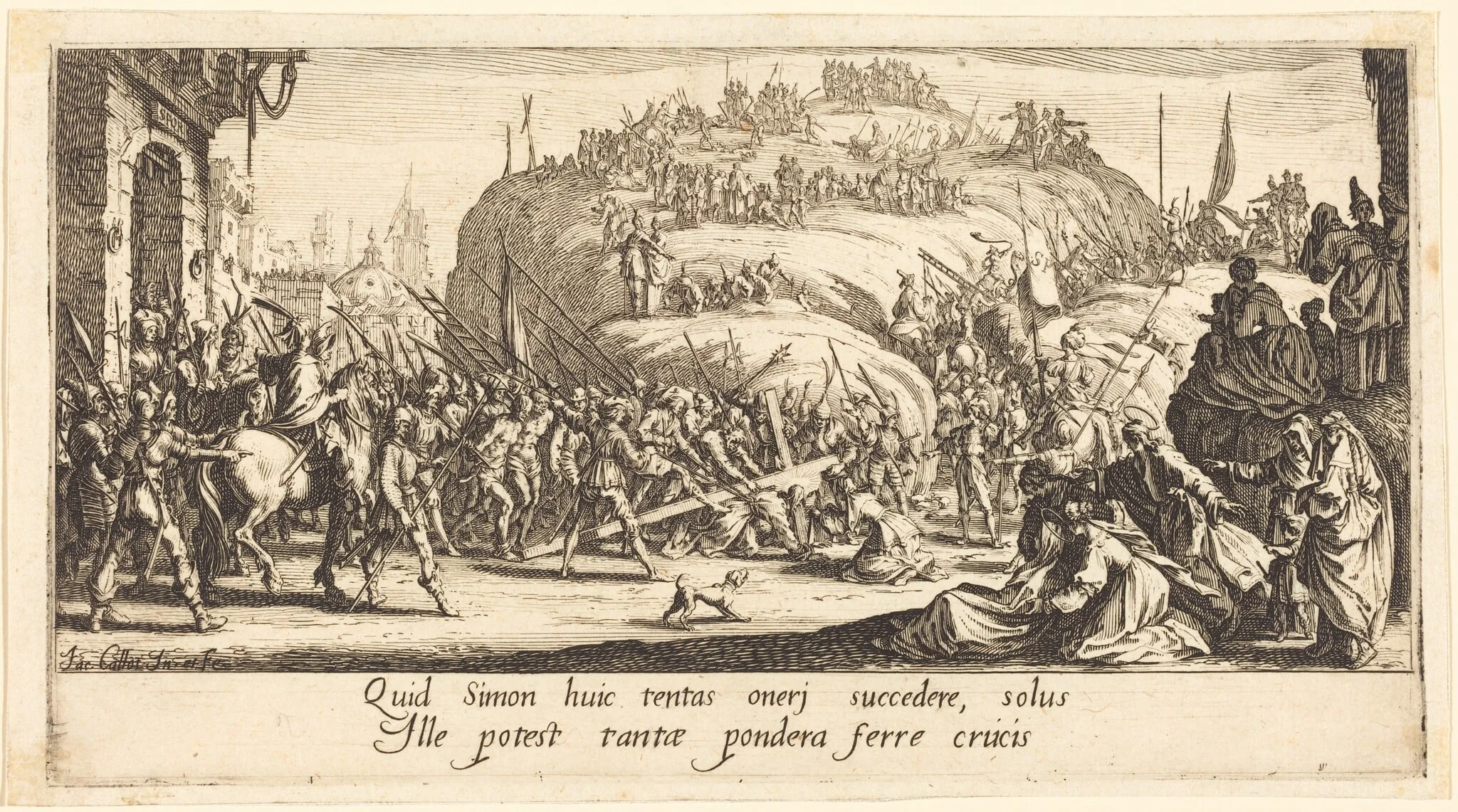 The Carrying of the Cross, by Jacques Callot, ink, 1618