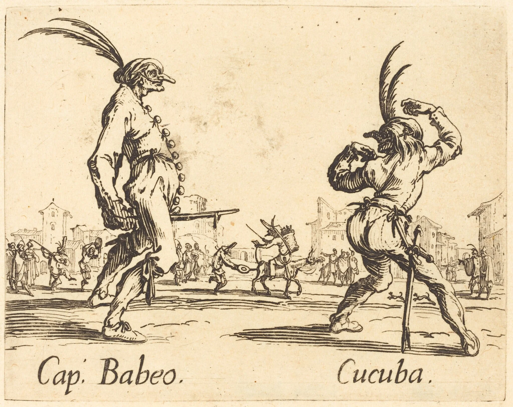 Cap. Babeo and Cucuba, by Jacques Callot, ink, 1622