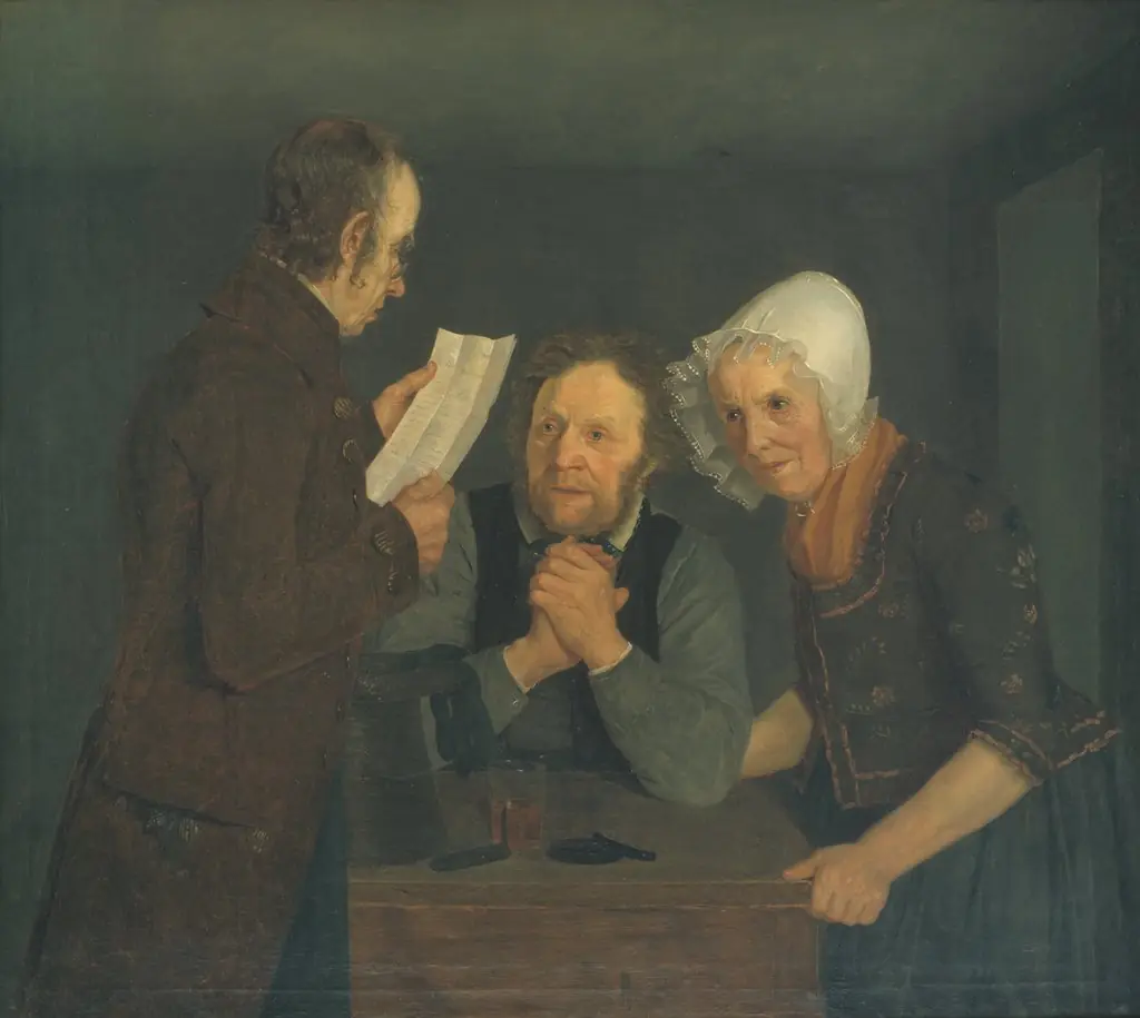 A Schoolmaster Reading Aloud a Letter to an Old Couple from Their Son Abroad