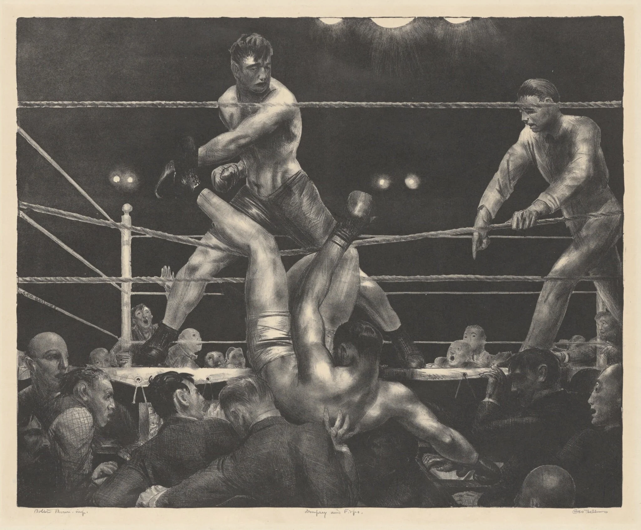 Dempsey and Firpo, by George Bellows, ink, 1924