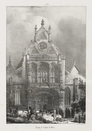 Voyages pittoresques et romantiques dans l'ancienne France,  Franche-Comté:  Façade de l'église de Brou