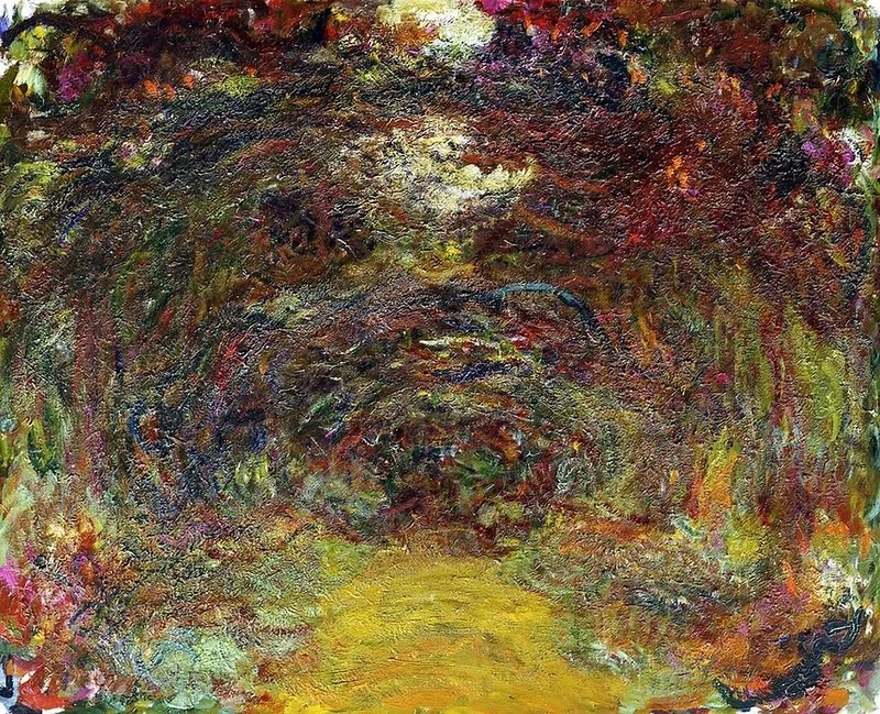 L'allée des rosiers, by Claude Monet, oil, 1921