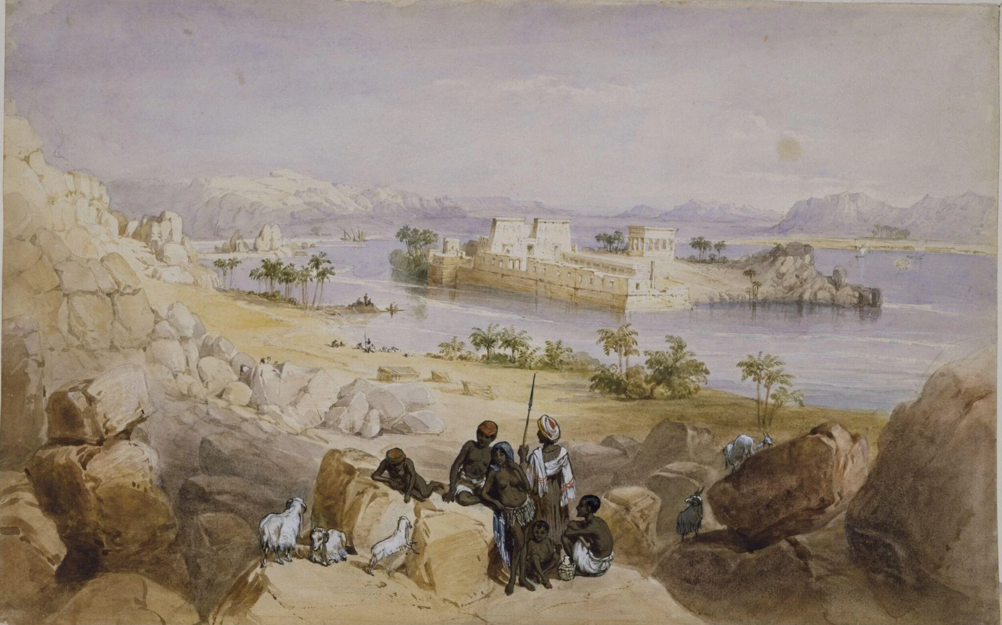 The Island of Philae, by William Henry Bartlett, watercolor, 1842
