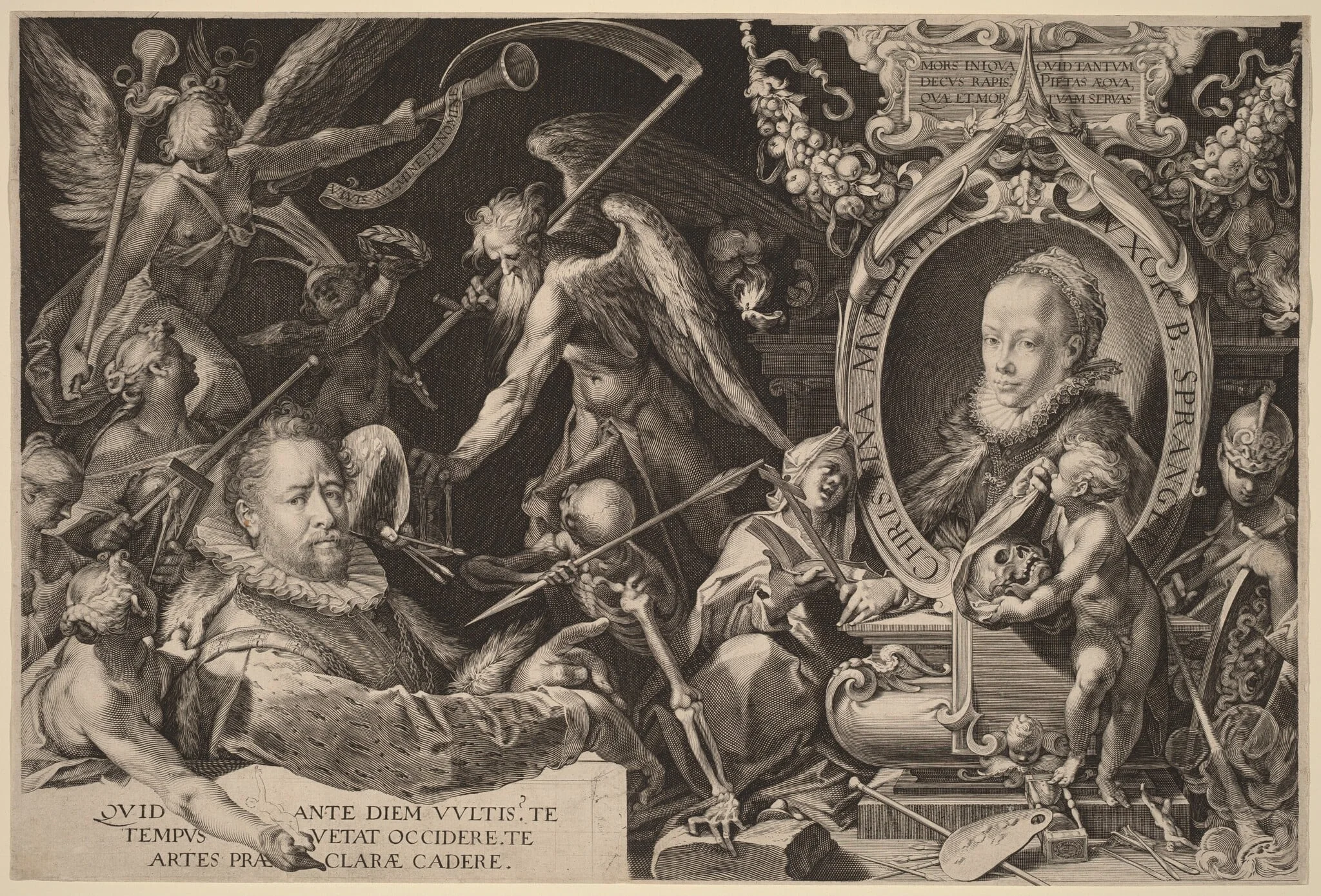 Bartholomaeus Spranger and his Late Wife Christina Muller, by Aegidius Sadeler II, ink, 1600