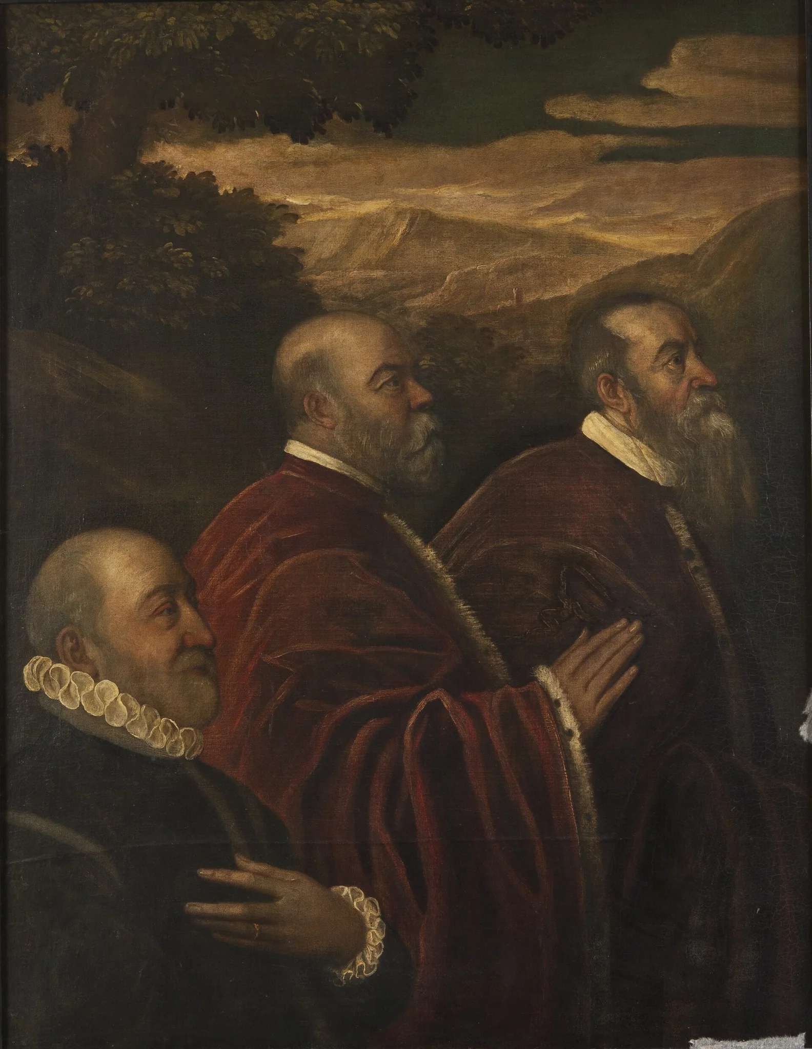 Two Venetian procurators and a donor (fragment), by Unknown, oil