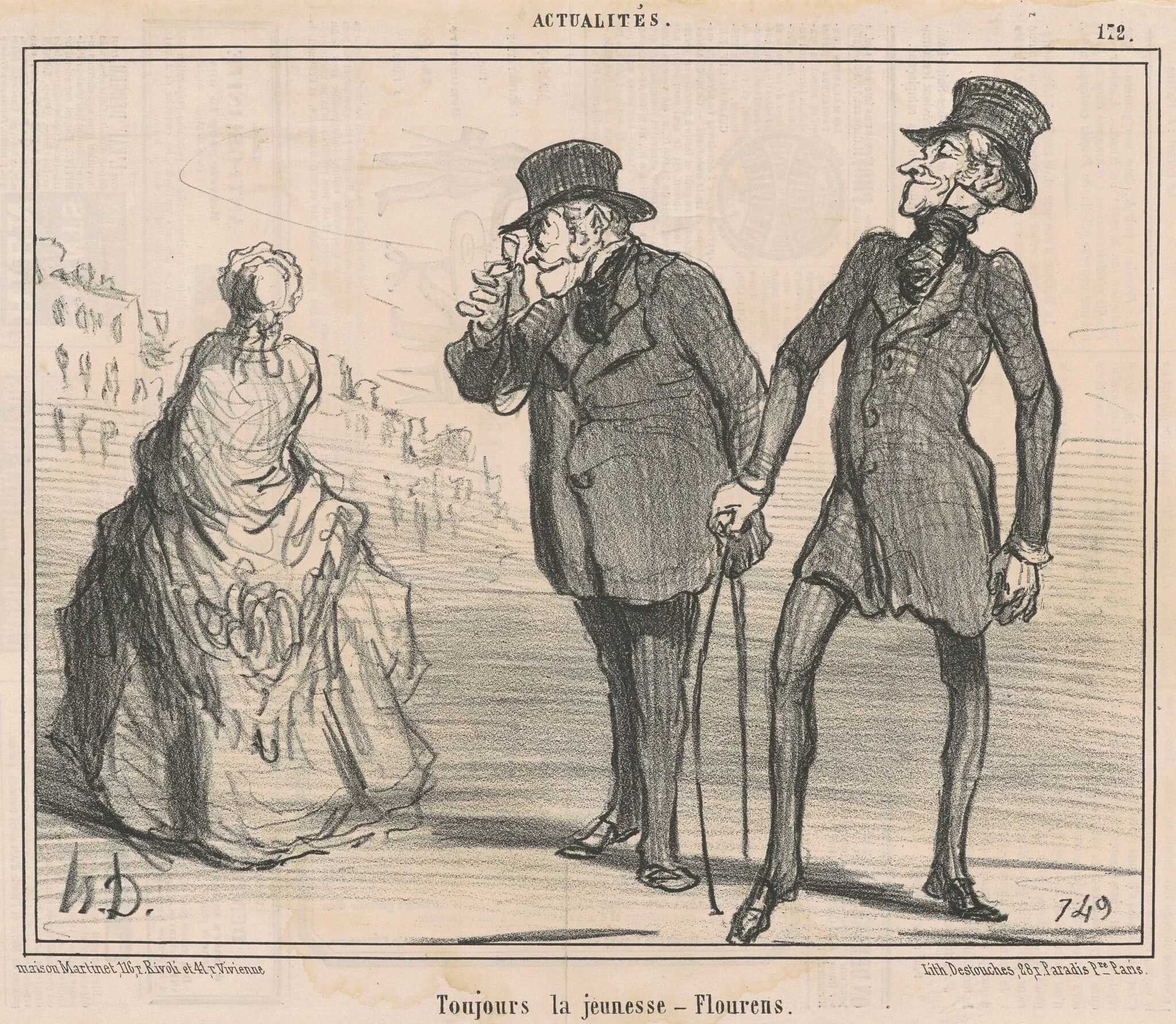 Toujours la heunesse-flourens, by Honoré Daumier, ink, 1855