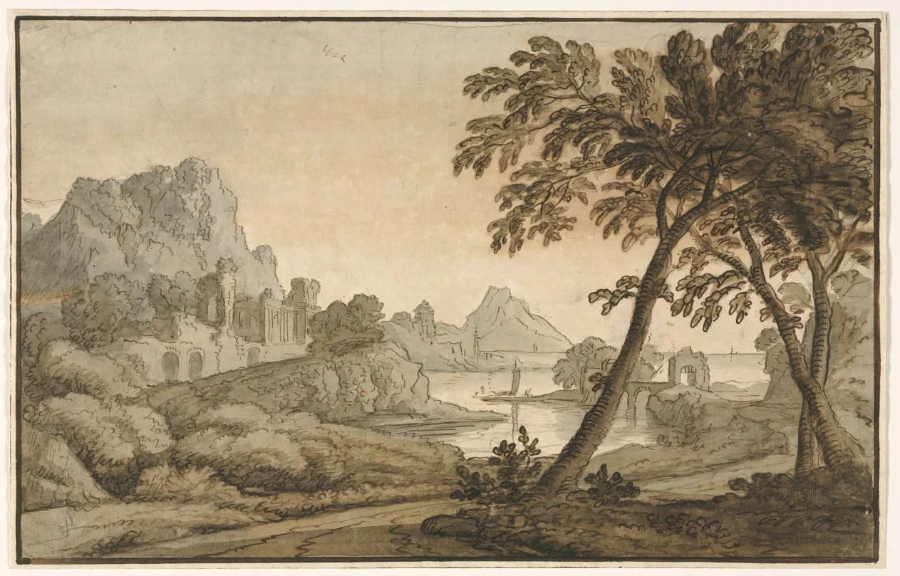 Italian Landscape, by Unknown, 1704