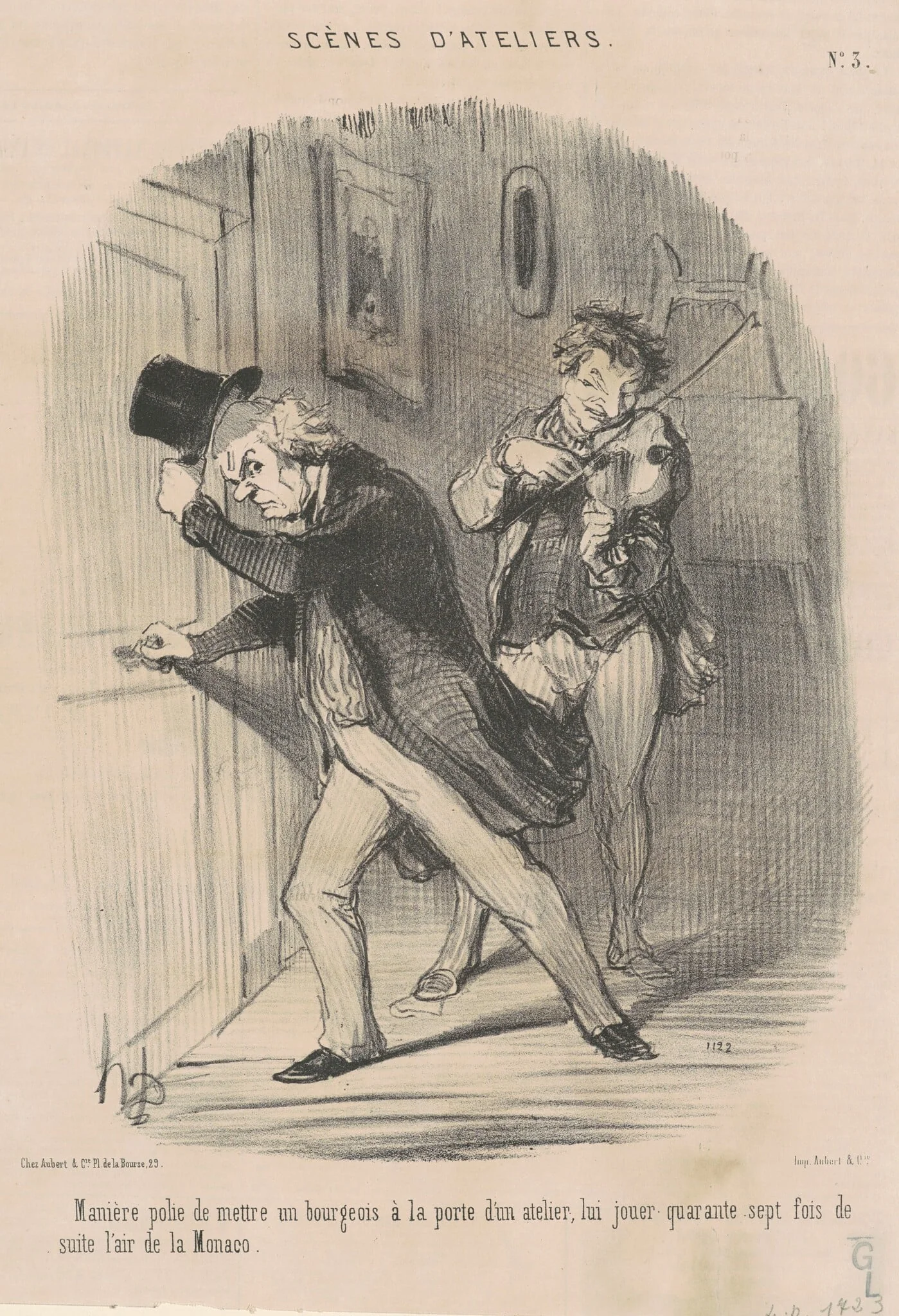 Manière polie de mettre ... a la porte ..., by Honoré Daumier, ink, 1850