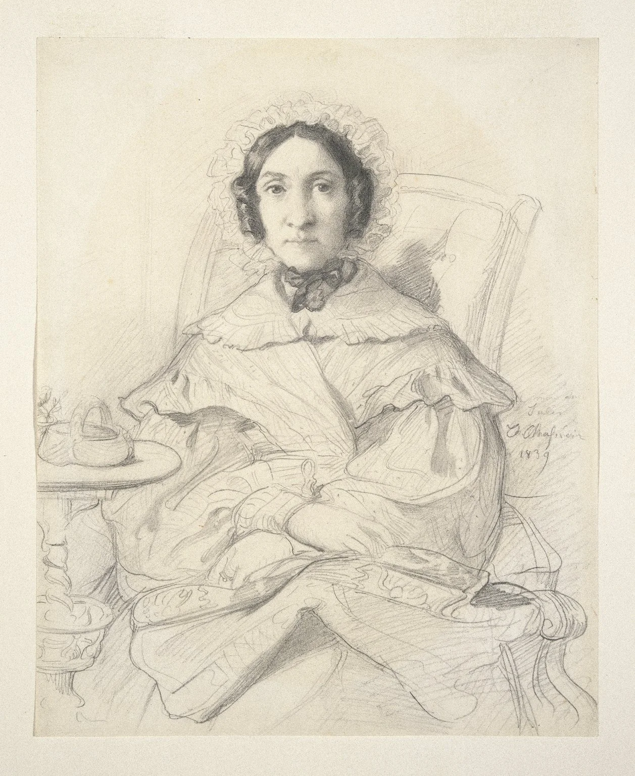 Portrait of Madame Monnerot, by Théodore Chassériau, graphite, 1839