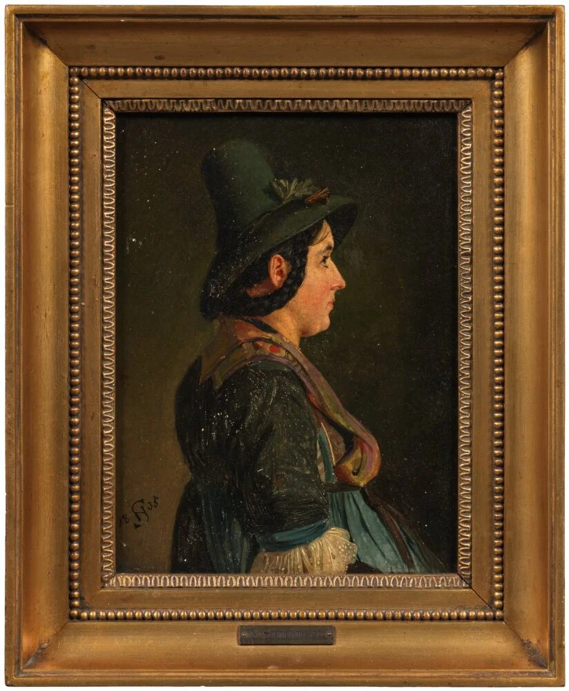 Profile Study of a Woman in Tyrolean Costume, by Niels Simonsen, unspecified, 1835