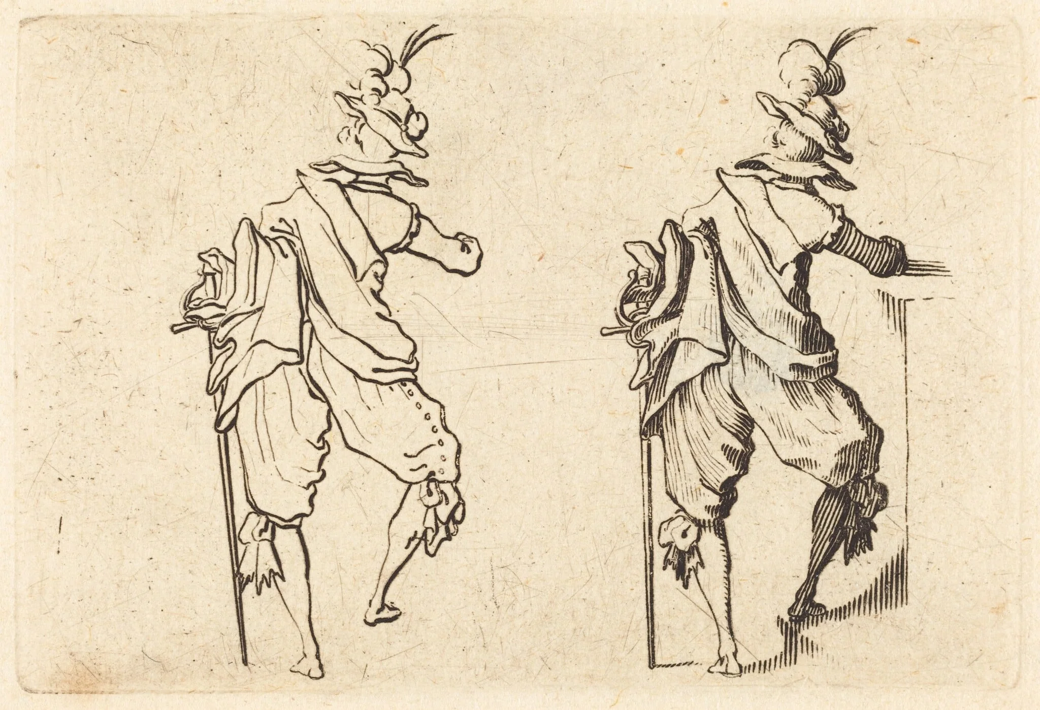 Man with Sword, by Jacques Callot, ink, 1622