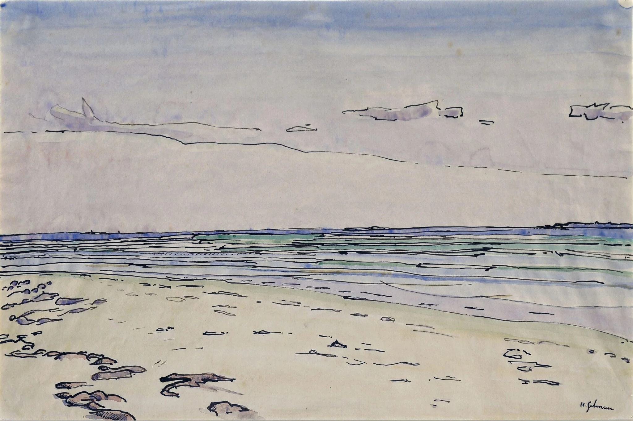 Seascape II, by Harold Gilman, watercolor, 1890