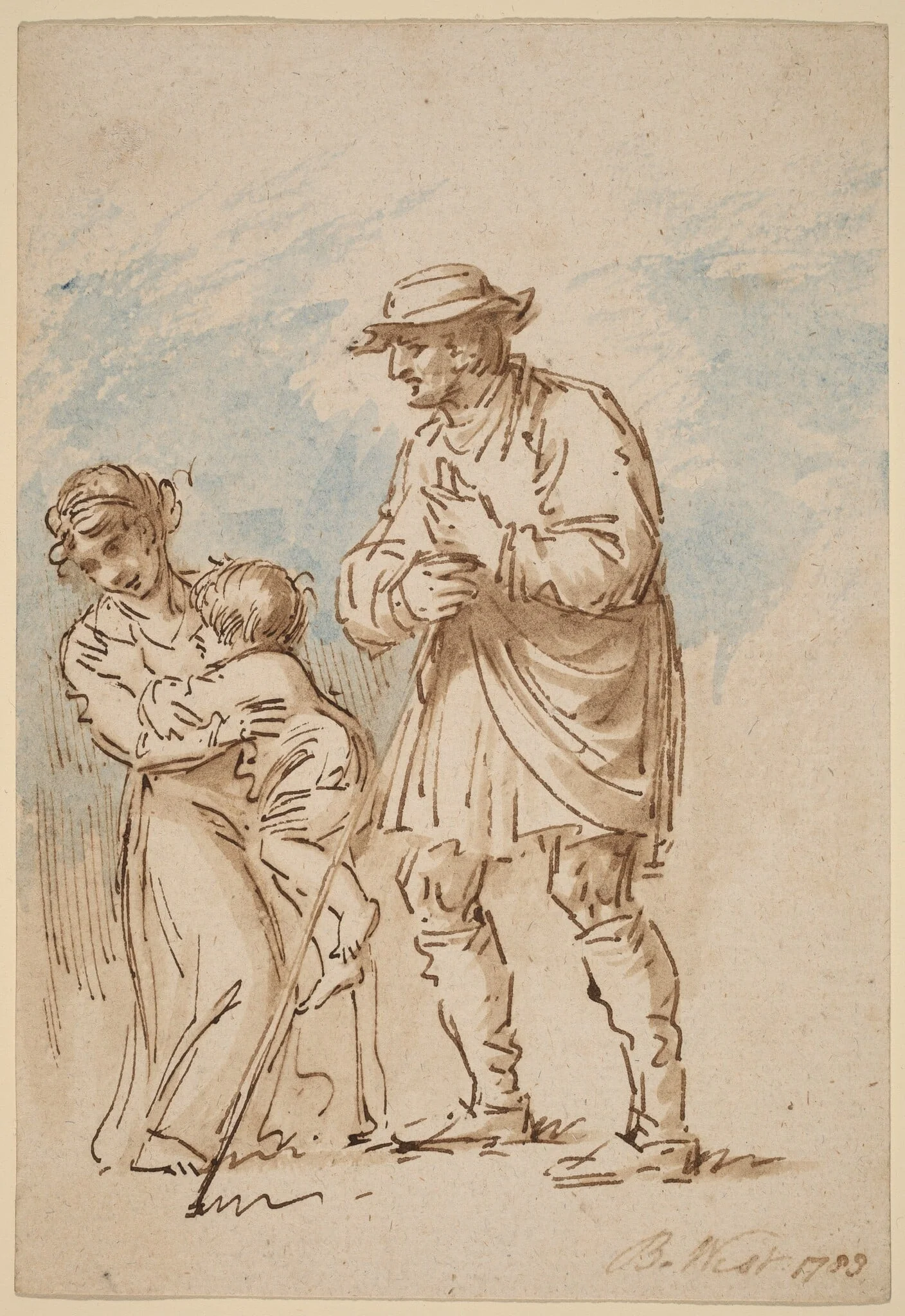 Vagabond Family [recto], by Benjamin West, ink, 1788