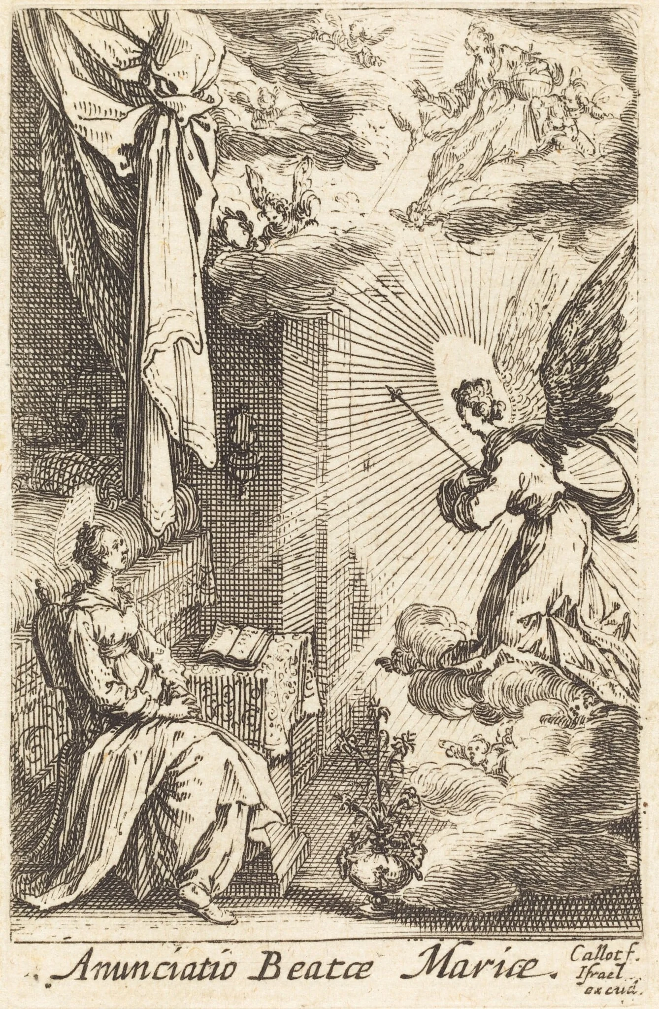 The Annunciation, by Jacques Callot, ink, 1634