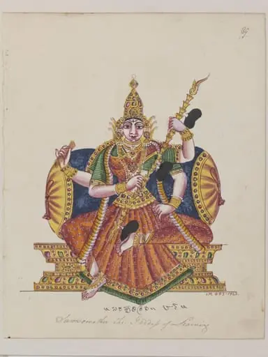 Sarasvati, the goddess of learning, speech and music