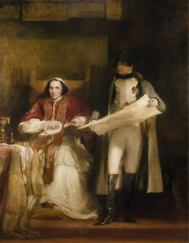 Napoleon and Pope Pius VII at Fontainebleau in 1813