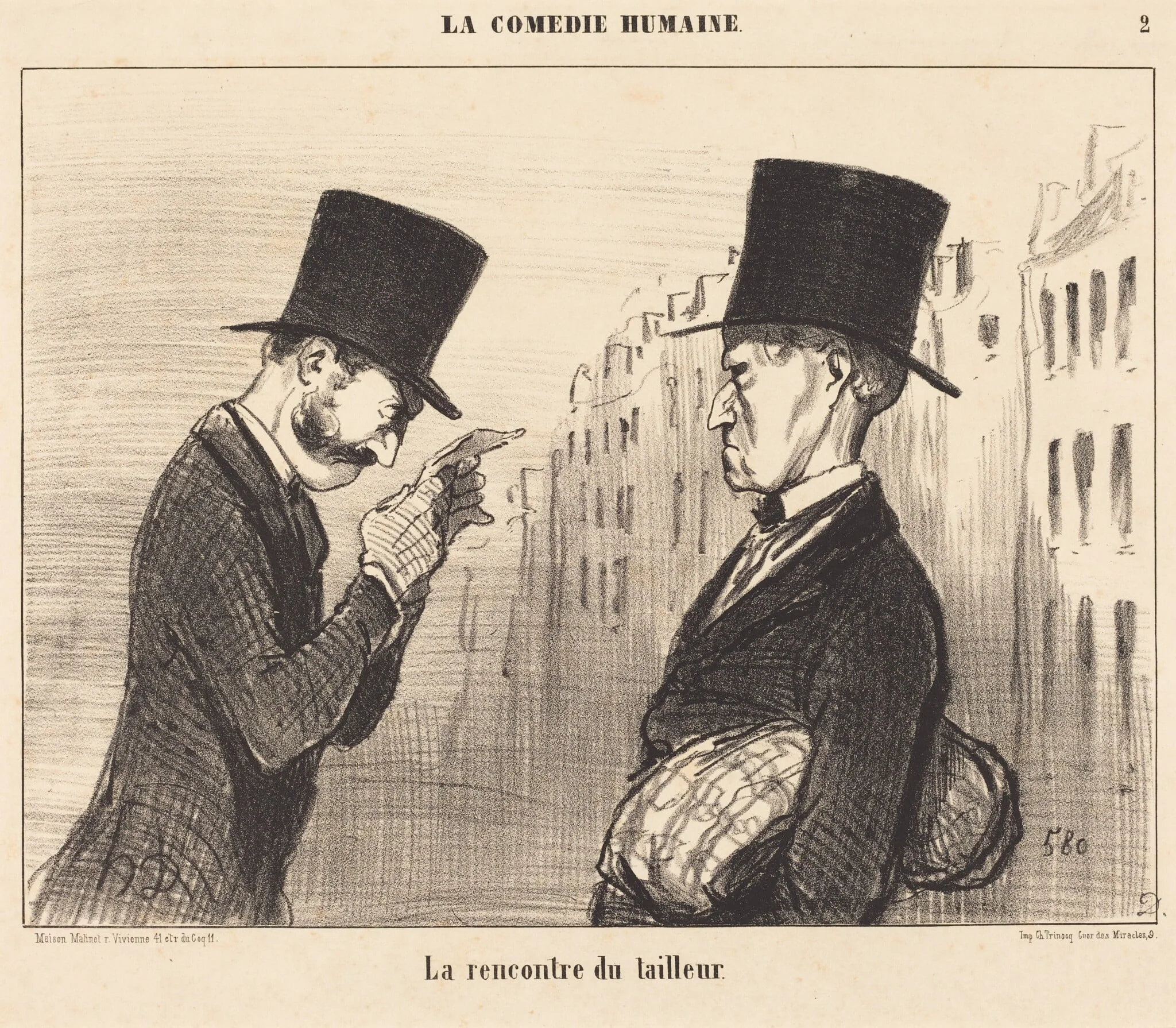 La Rencontre du tailleur, by Honoré Daumier, ink, 1853