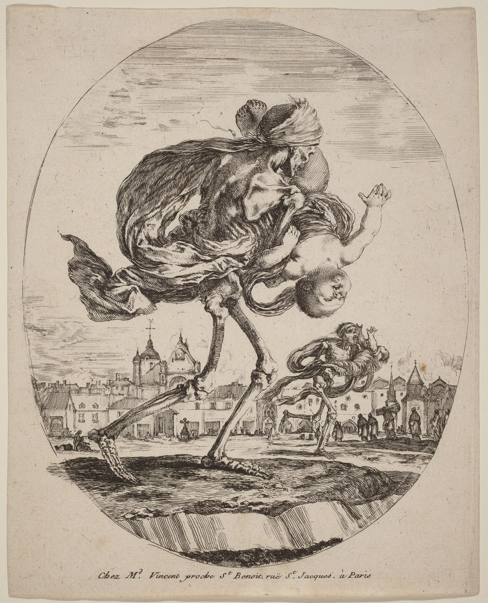 Death Carrying a Child to the Right, by Stefano Della Bella, ink, 1648