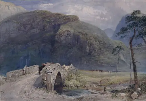 Landscape with bridge and cattle