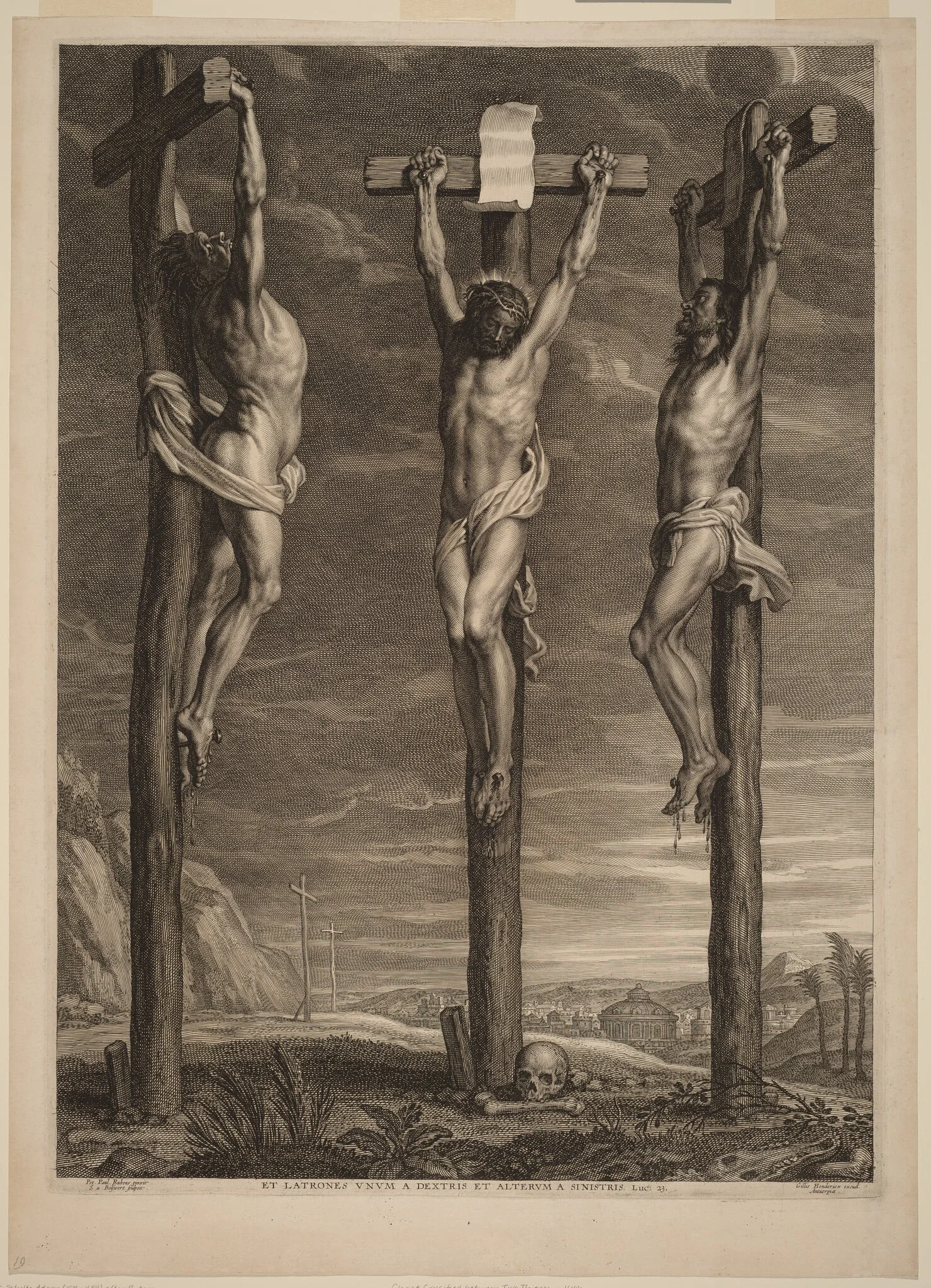 Christ Crucified between Two Thieves, by Schelte Adams Bolswert, ink, 1644