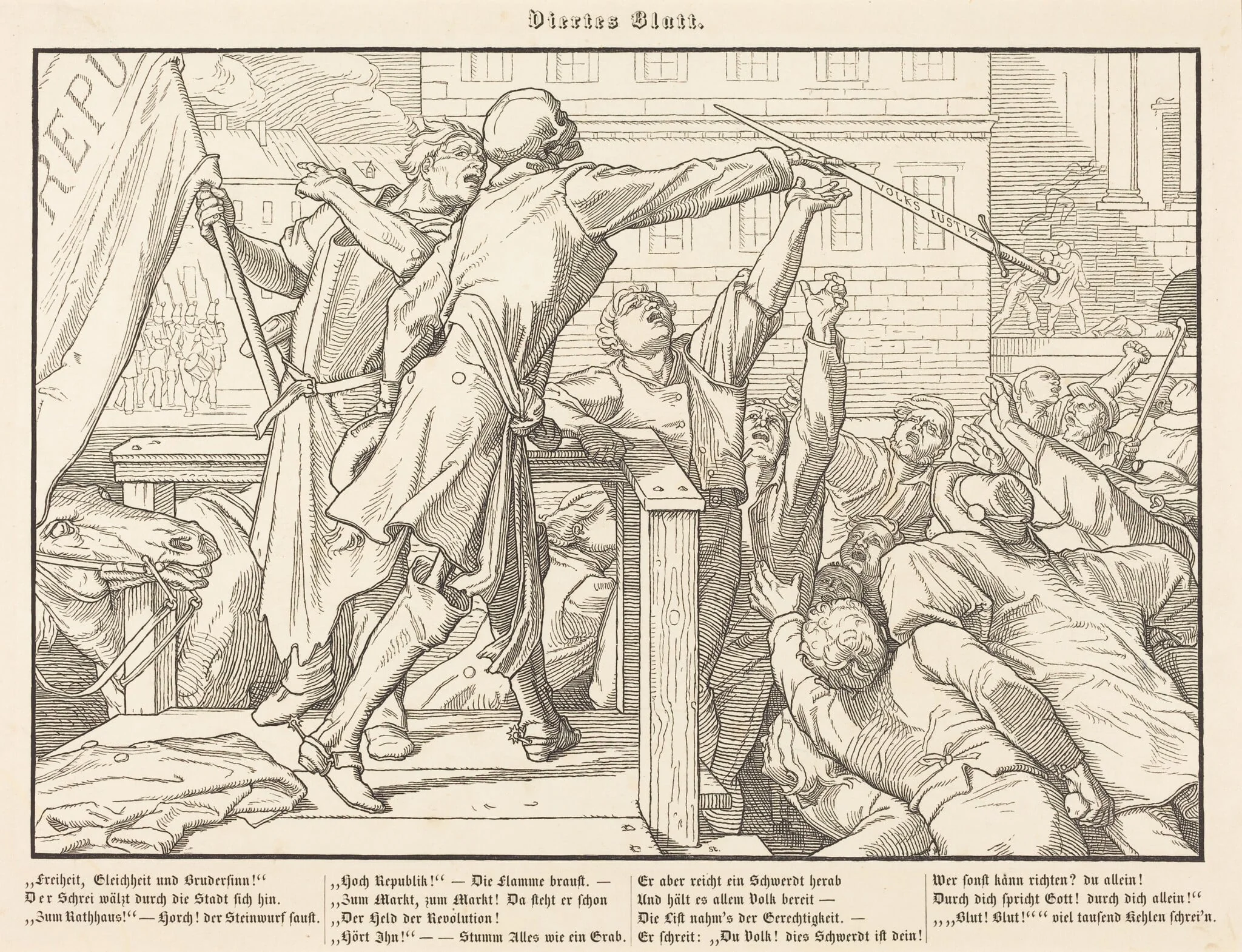 Auch ein Todtentanz IV, by Alfred Rethel, ink, 1849