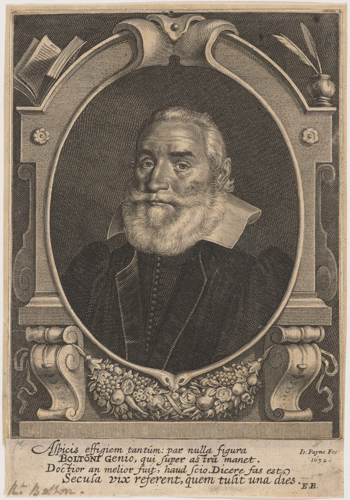 Rev. Robert Bolton, by John Payne, ink, 1632