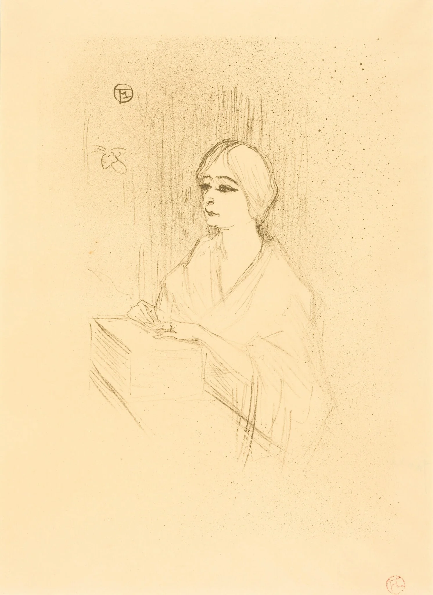 Yahne in His Box (Yahne dans sa loge), by Henri de Toulouse-Lautrec, ink, 1895