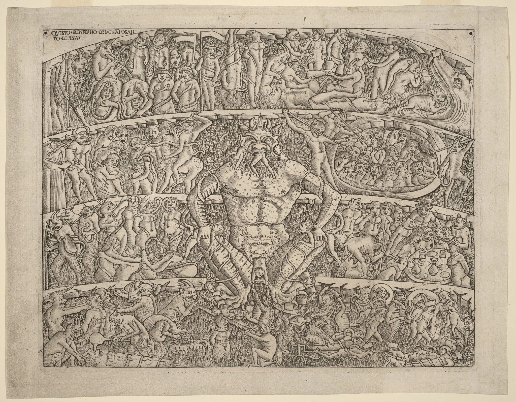 The Inferno, after the Fresco in the Camposanto of Pisa, by Italian 15th Century, ink, 1490