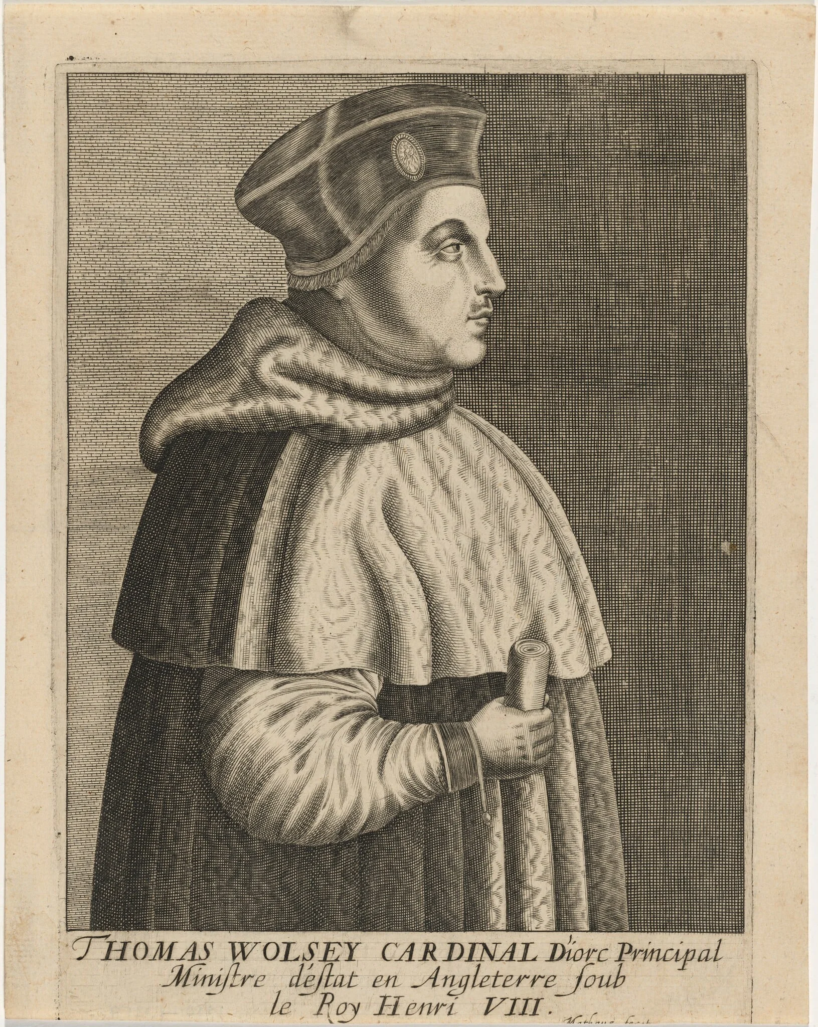 Thomas Wolsey, Cardinal, Lord Chancellor, Archbishop of York, by Unknown 19th Century, ink, 1850