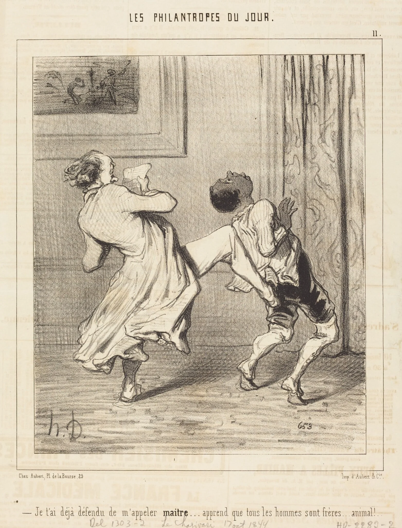 Je t'ai déjà défendu de m'appeler maitre..., by Honoré Daumier, ink, 1844