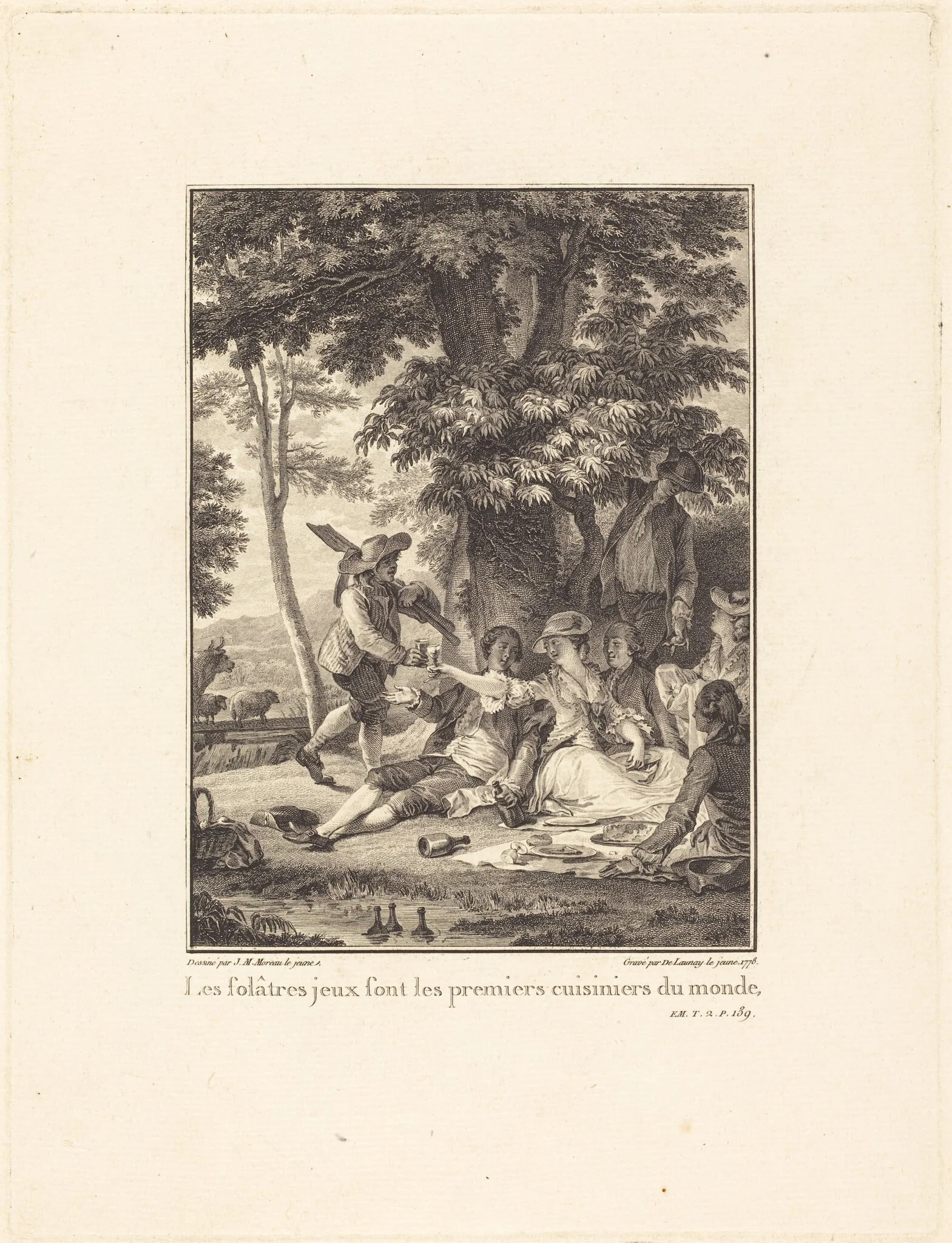 Les folâtres jeux sont les premiers cuisiniers du monde, by Robert Delaunay, ink, 1778