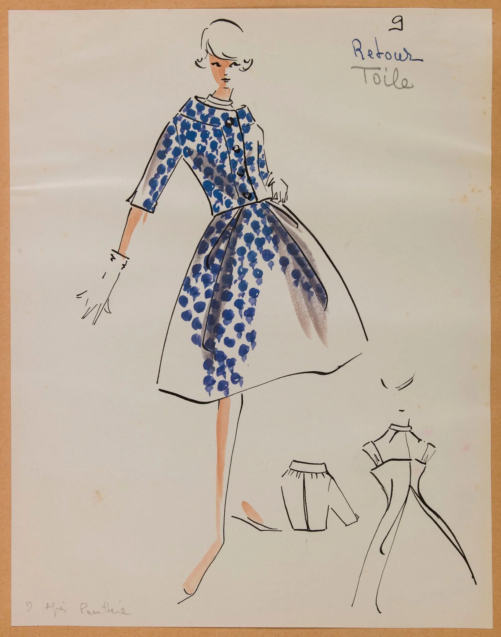 Tailleur à motif bleu, by Marie-Louise Carven, 1957