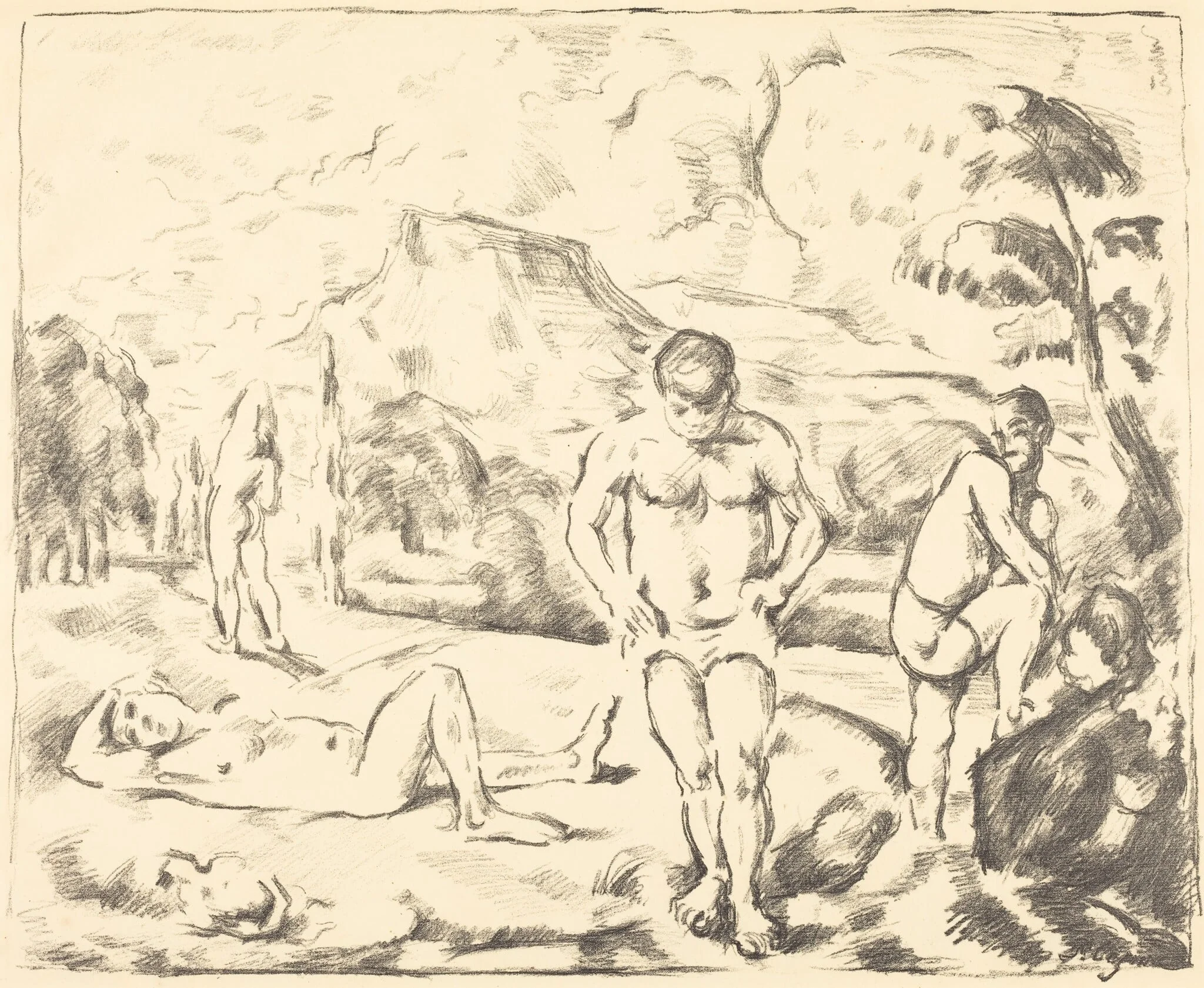 The Bathers (Large Plate), by Paul Cezanne, ink, 1896