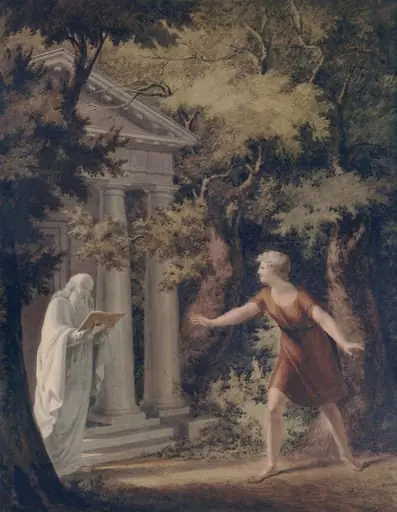 Telemachus discovering the priest of Apollo