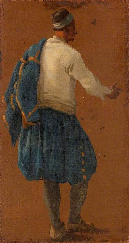 A Man Seen from Behind, by Luca Carlevarijs, oil, 1705