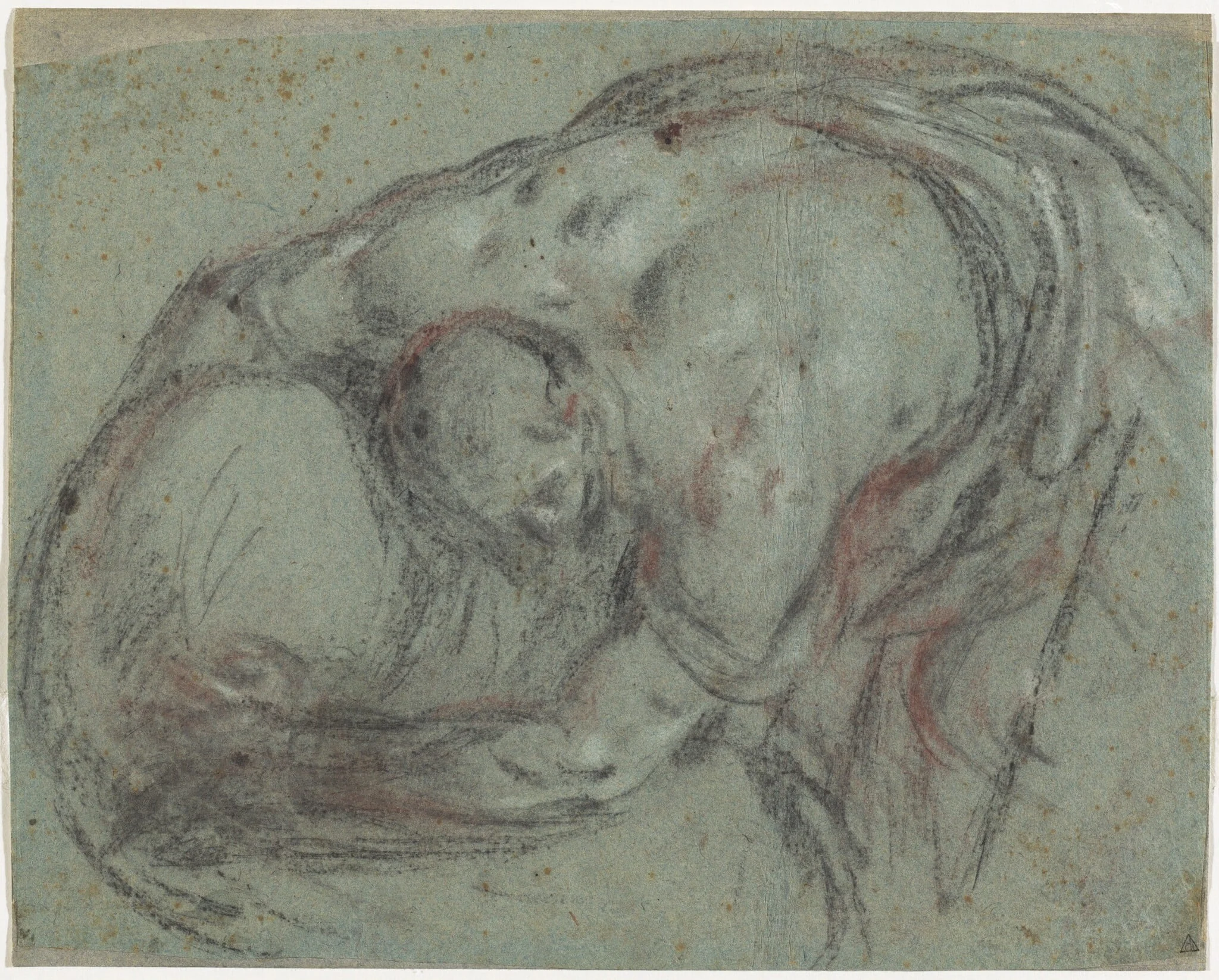 A Man Lifting a Bundle, by Leandro Bassano, charcoal, 1592