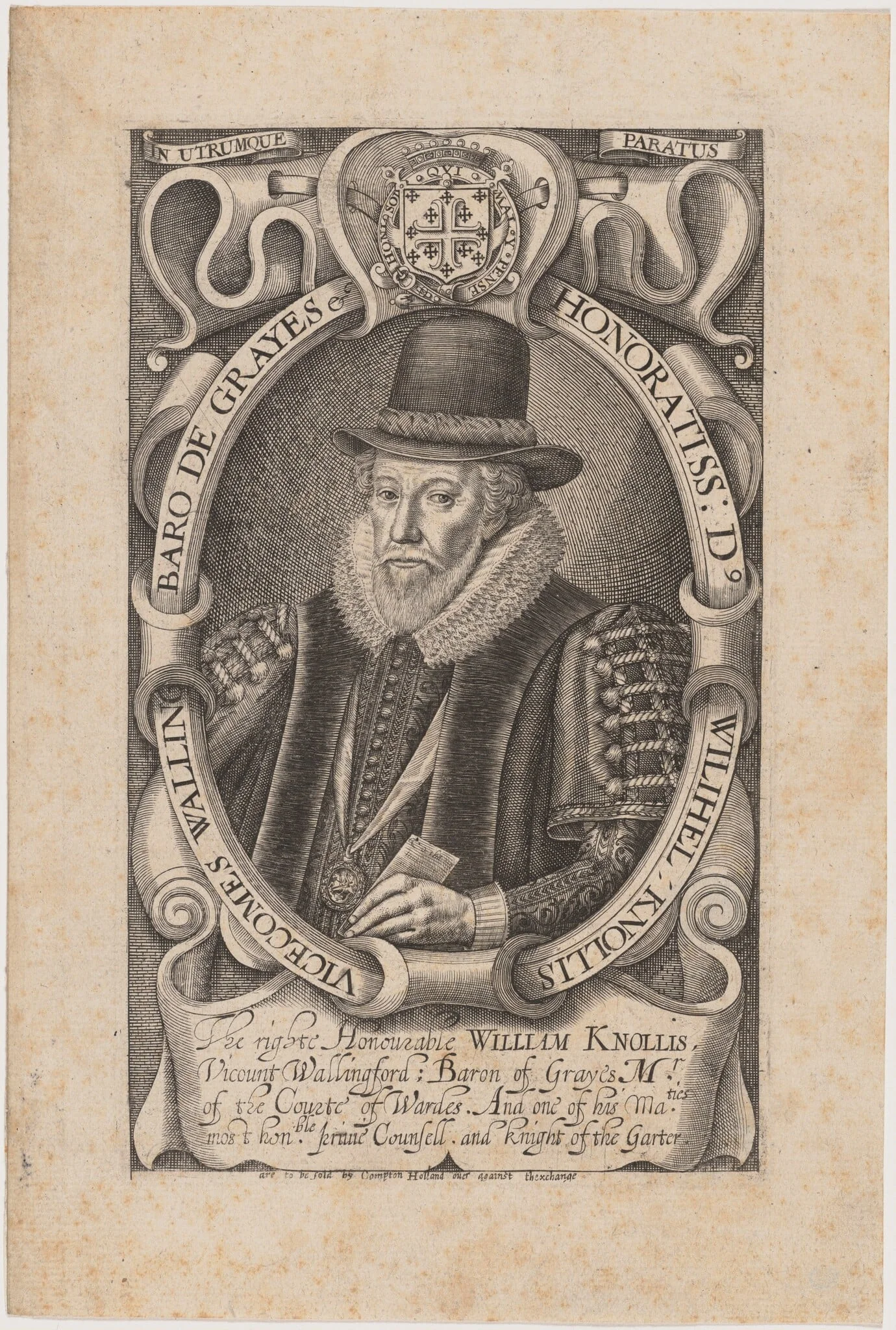 William Knollys, Earl of Banbury, When Viscount Wallingford, by Simon van de Passe, ink, 1621