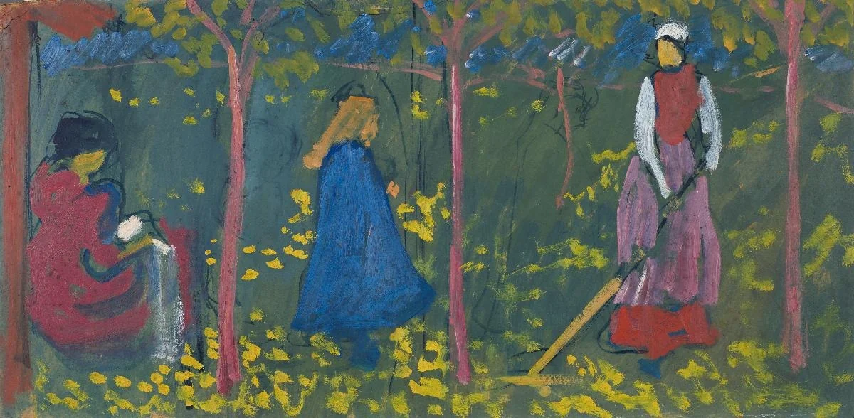 Figuren unter Bäumen. Studie für die Bemalung des Ofens in Stampa, by Giovanni Giacometti, unspecified, 1907