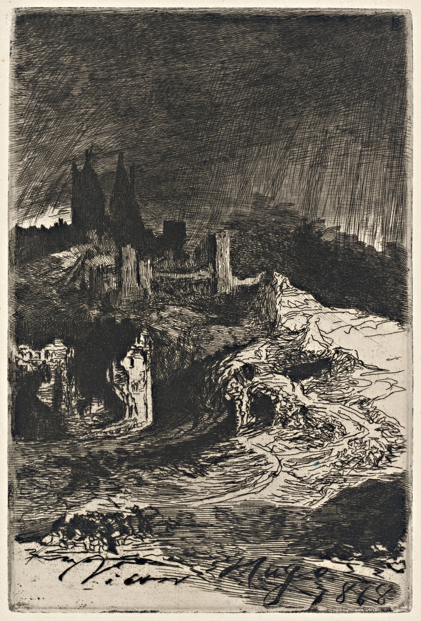Landscape, by Victor Hugo, ink, 1868