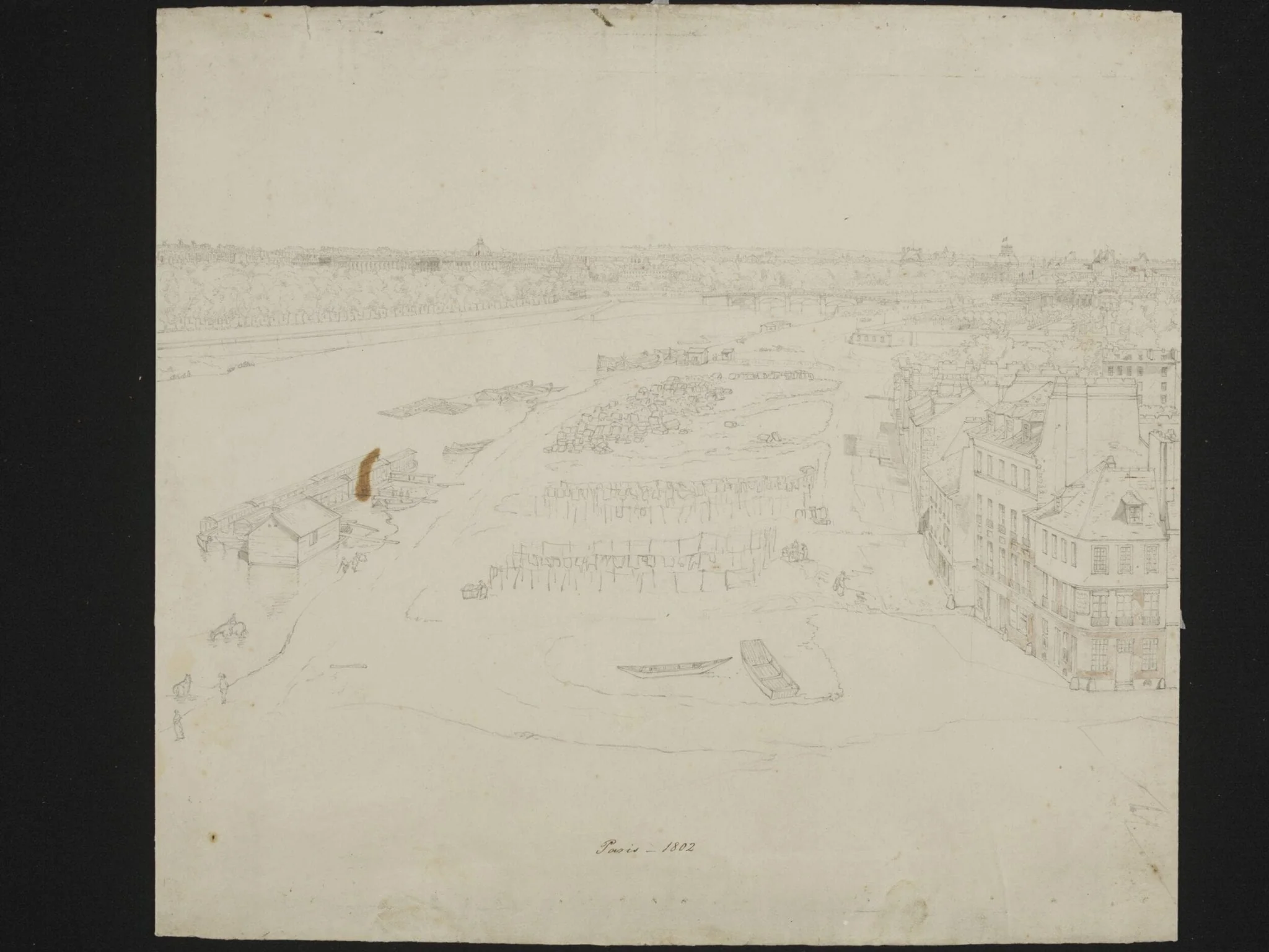 Preparatory drawing for a Panorama of Paris from the Seine, by Henry Aston Barker, 1802