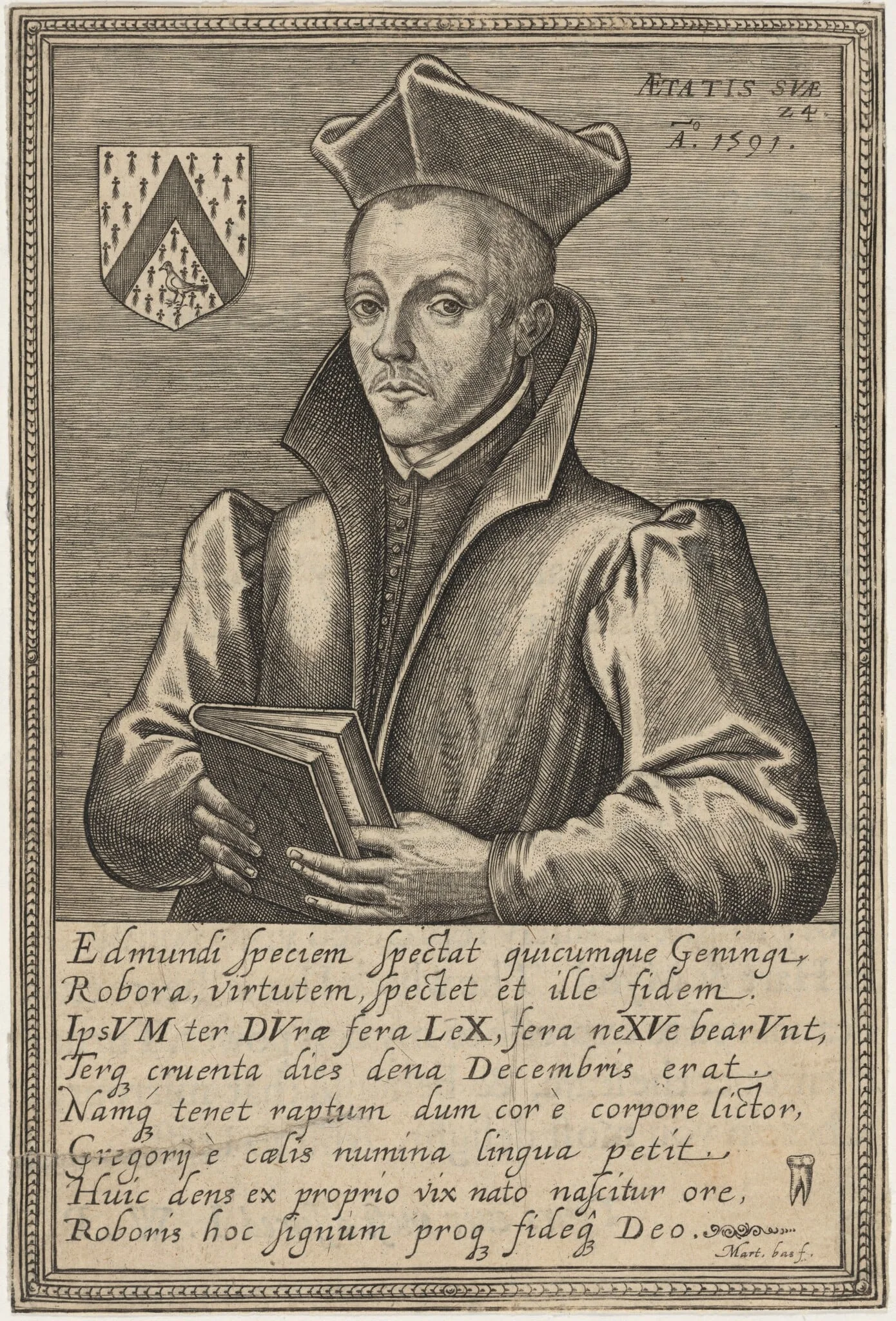 Edmund Geninges, Catholic Priest, by Martin Baes, ink, 1614
