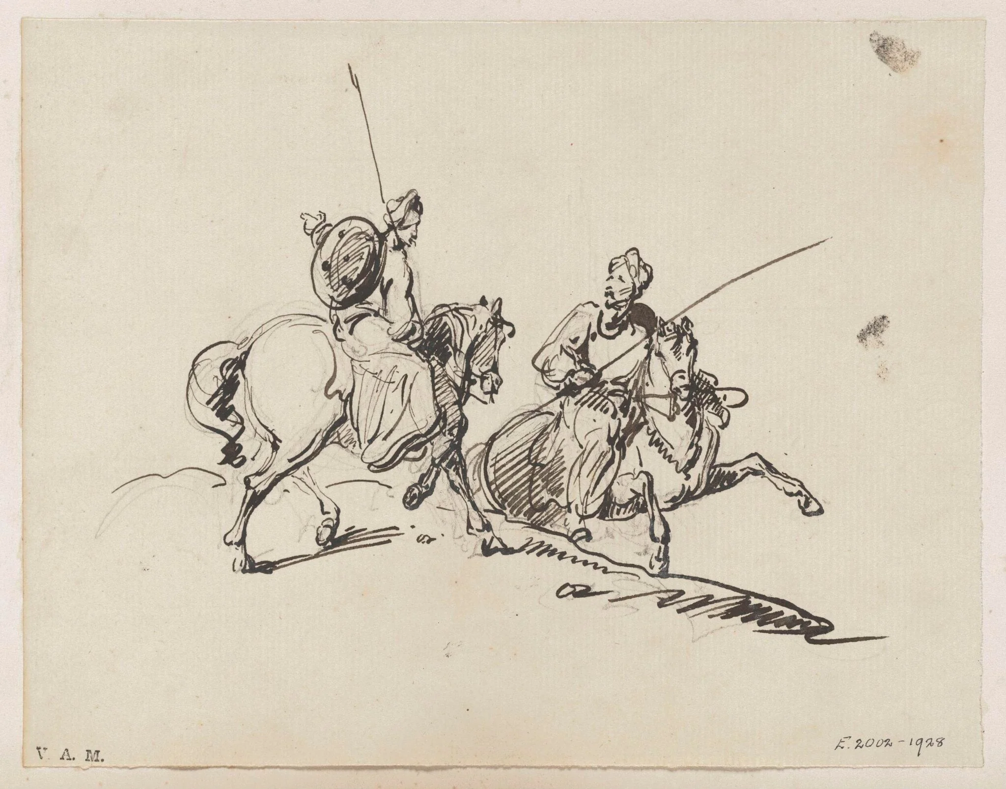 Two turbaned horsemen, by George Chinnery, 16