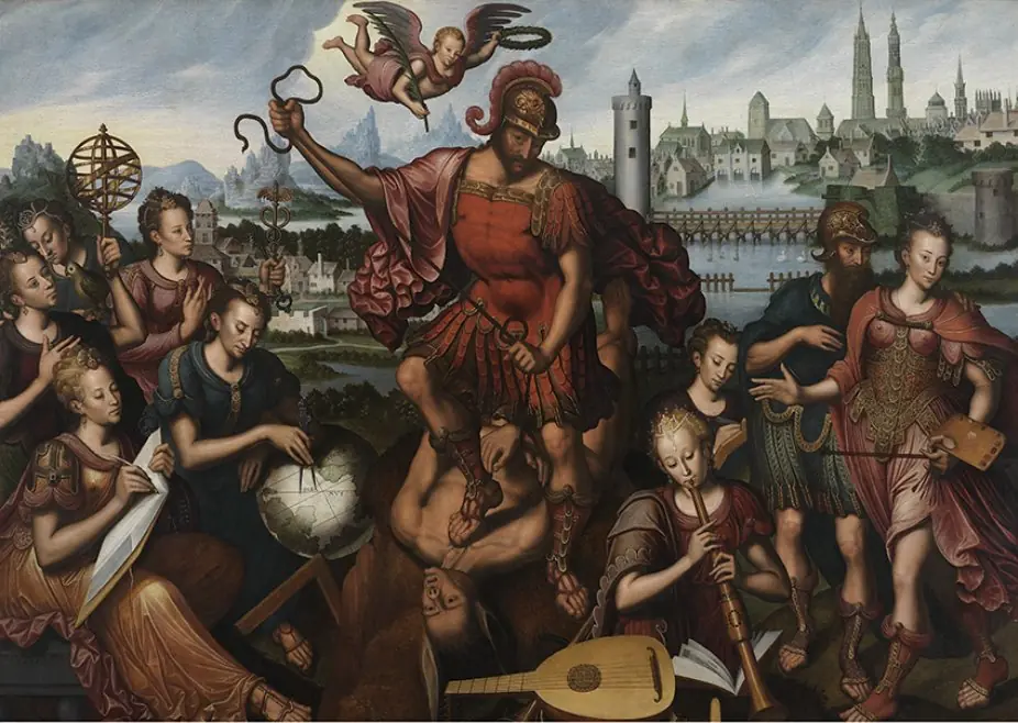 Mars, surrounded by the Arts and Sciences, conquers Ignorance