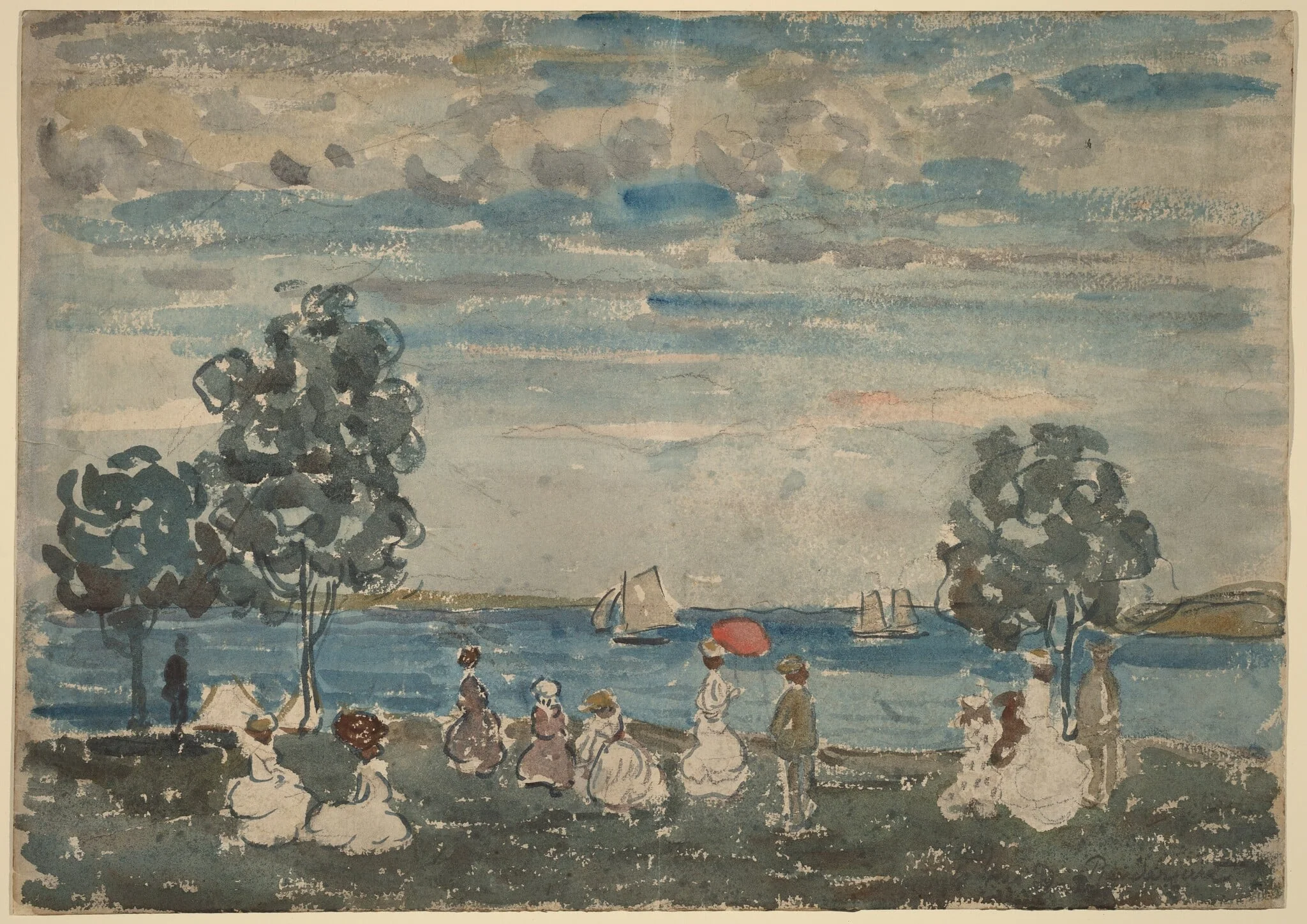 Figures on a Beach, by Maurice Prendergast, graphite, 1912