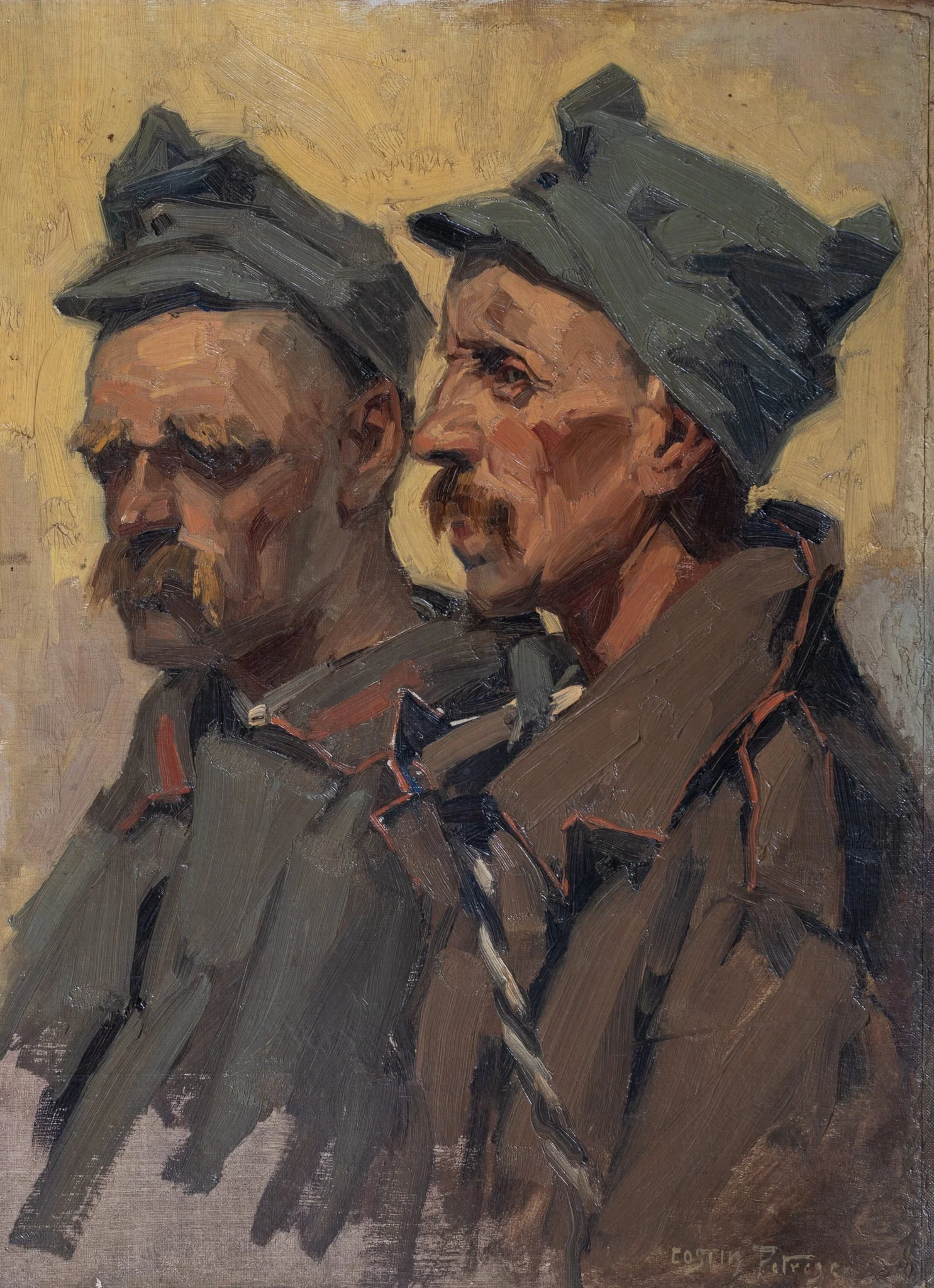 Doi milițieni, by Costin Petrescu, unspecified, 1922