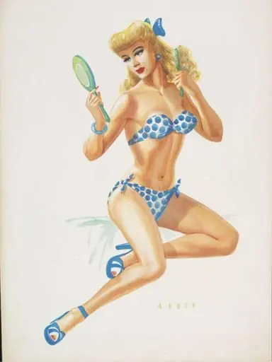 'Pin-up' girl wearing a bikini and brushing her hair