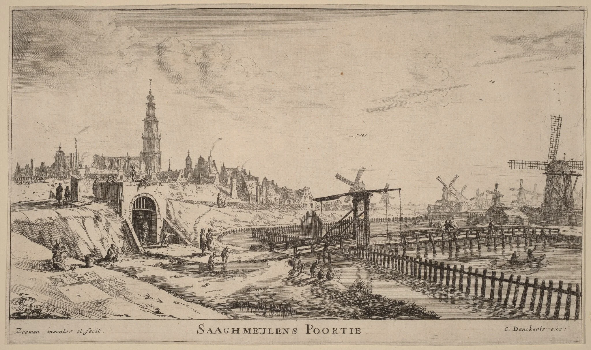 Zaagmolen Gate (Saaghmeulens Poortie), by Nooms, called Zeeman, Reinier, ink, 1645