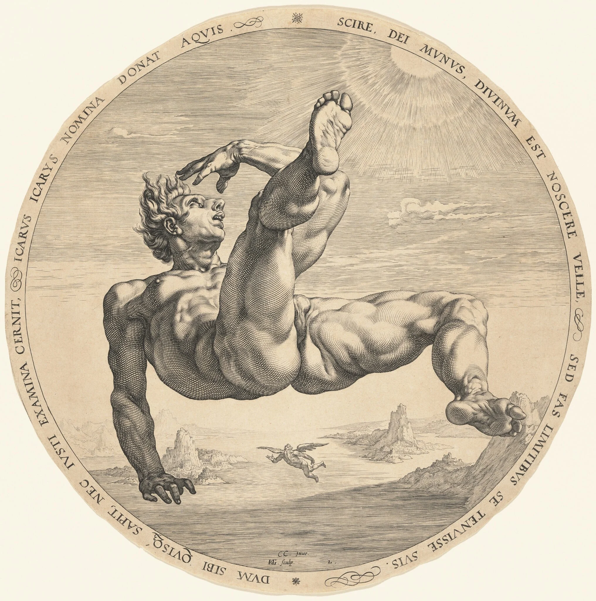 Icarus, by Hendrik Goltzius, ink, 1588