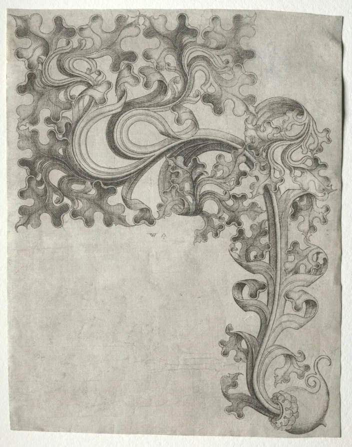 An Oak Leaf Ornament, by Master W with the Key, 1470